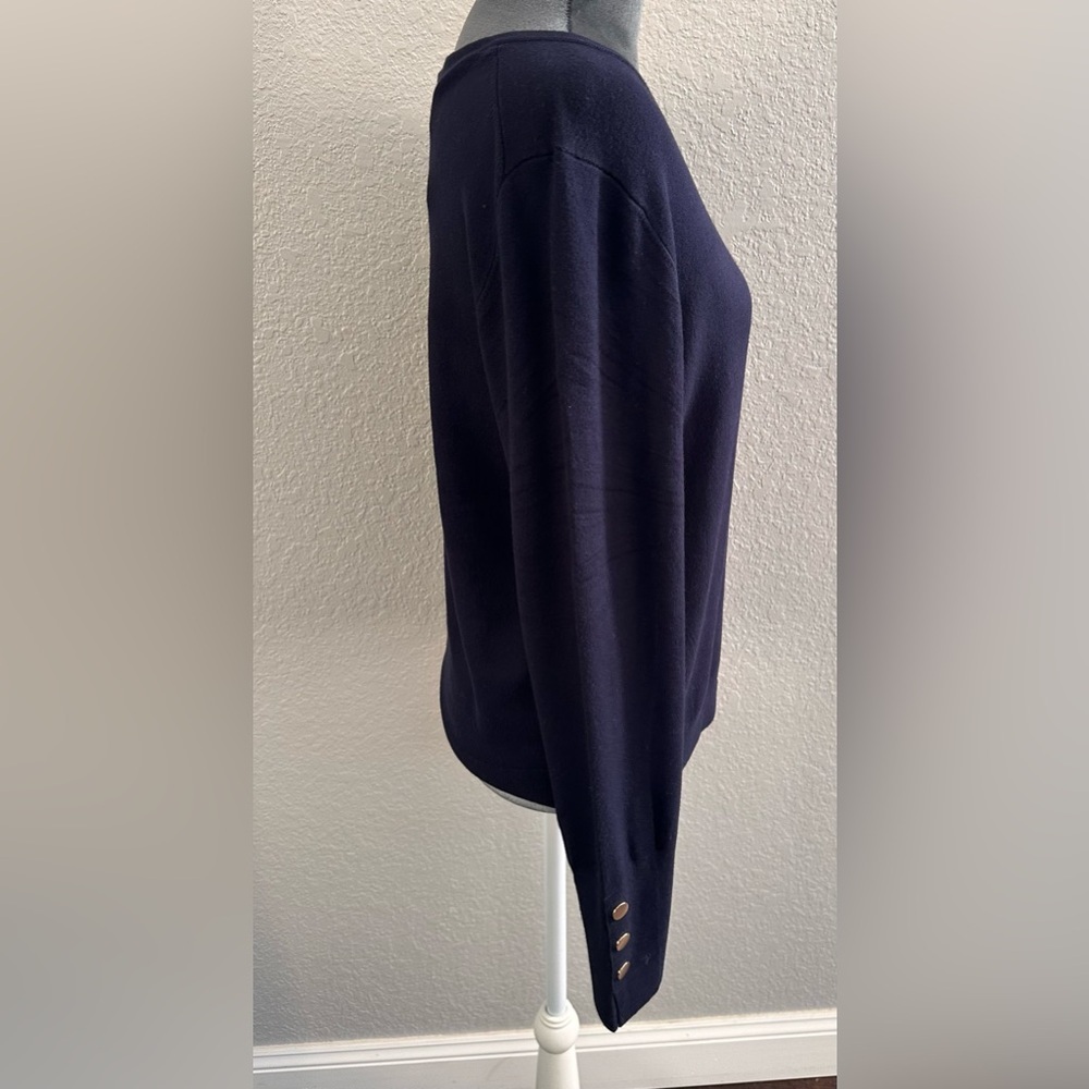 Tahari Navy Cardigan with Gold Buttons – NWT (Size: XL) - Picture 3 of 7